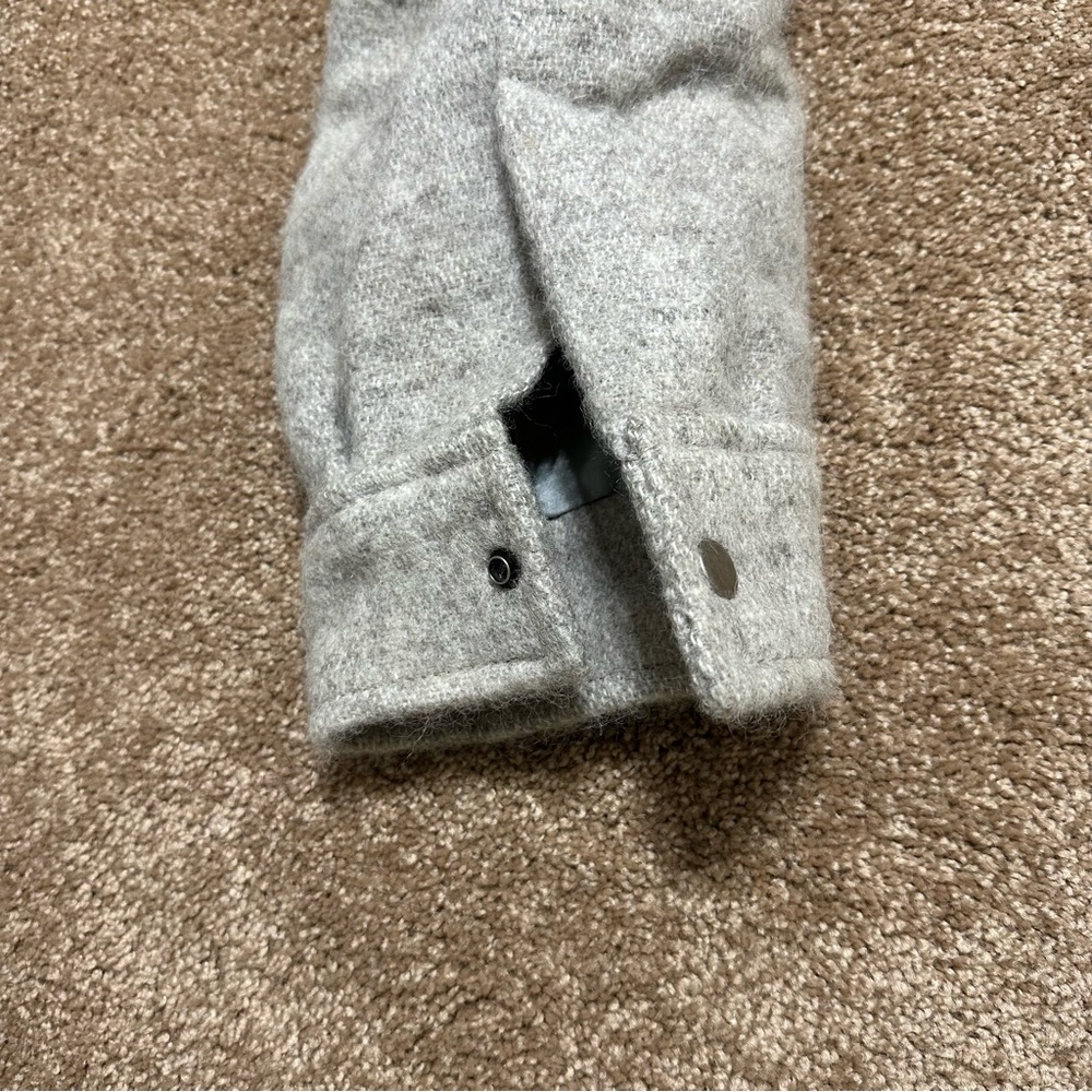 Wool Coat Alafoss of Iceland Icewool Gray Funnel Neck Mid Length Vtg Size Large - Picture 7 of 16